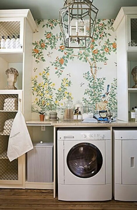 Lovely wallpaper in laundry Laundry Room Pinterest