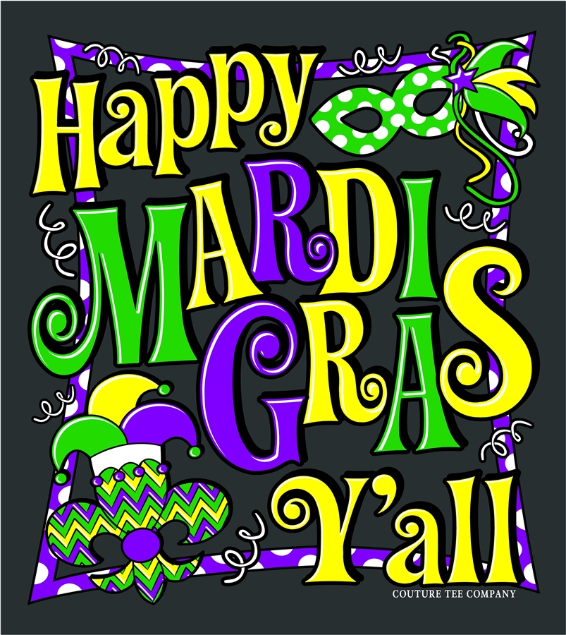 Happy Mardi Gras Y All On Long Sleeve Dark Heather