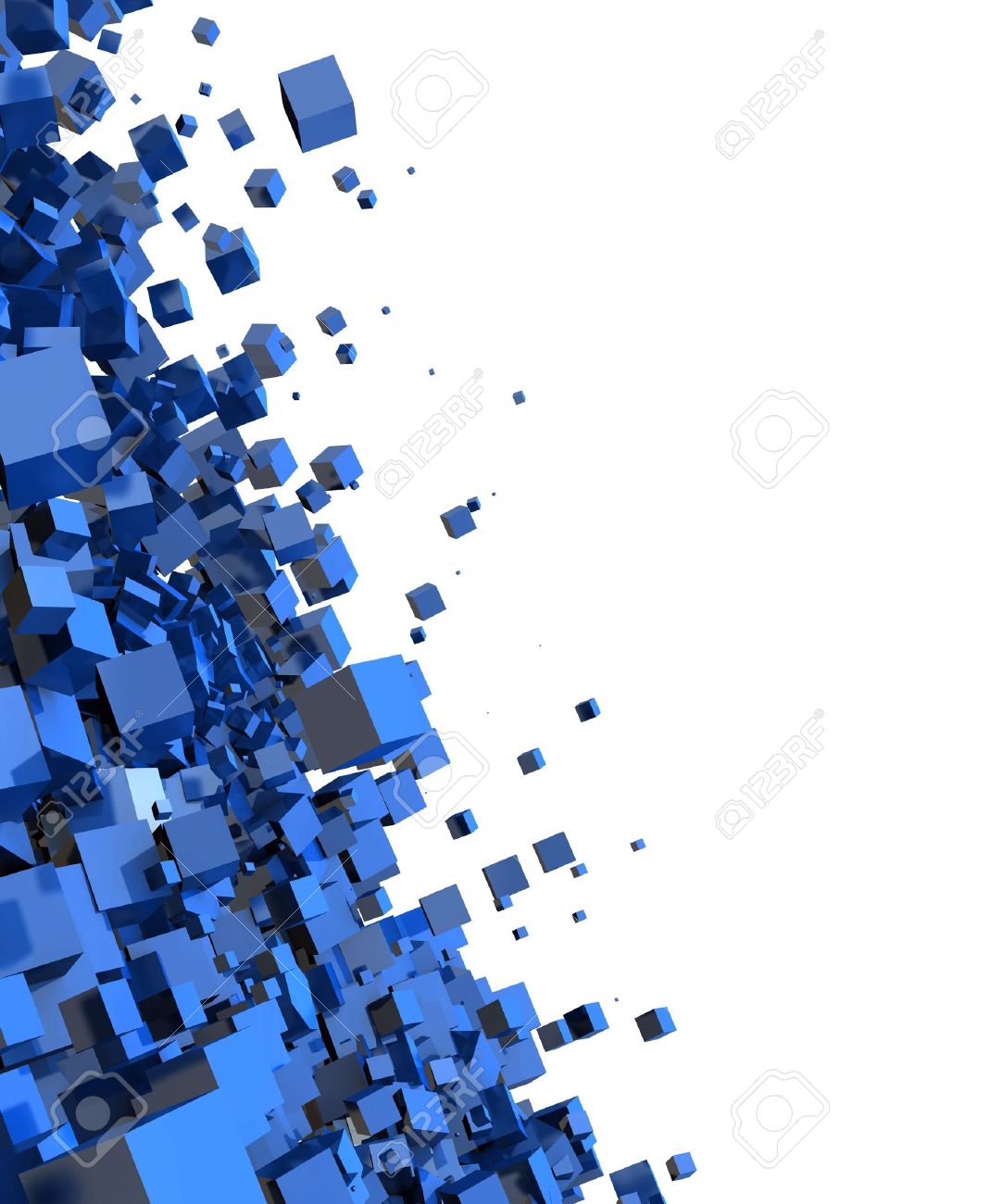 3d Background Flying Blue Cube Stock Photo Picture And