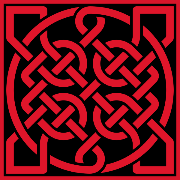 Description Celtic Knot Insquare 39crossings Red On Black Svg
