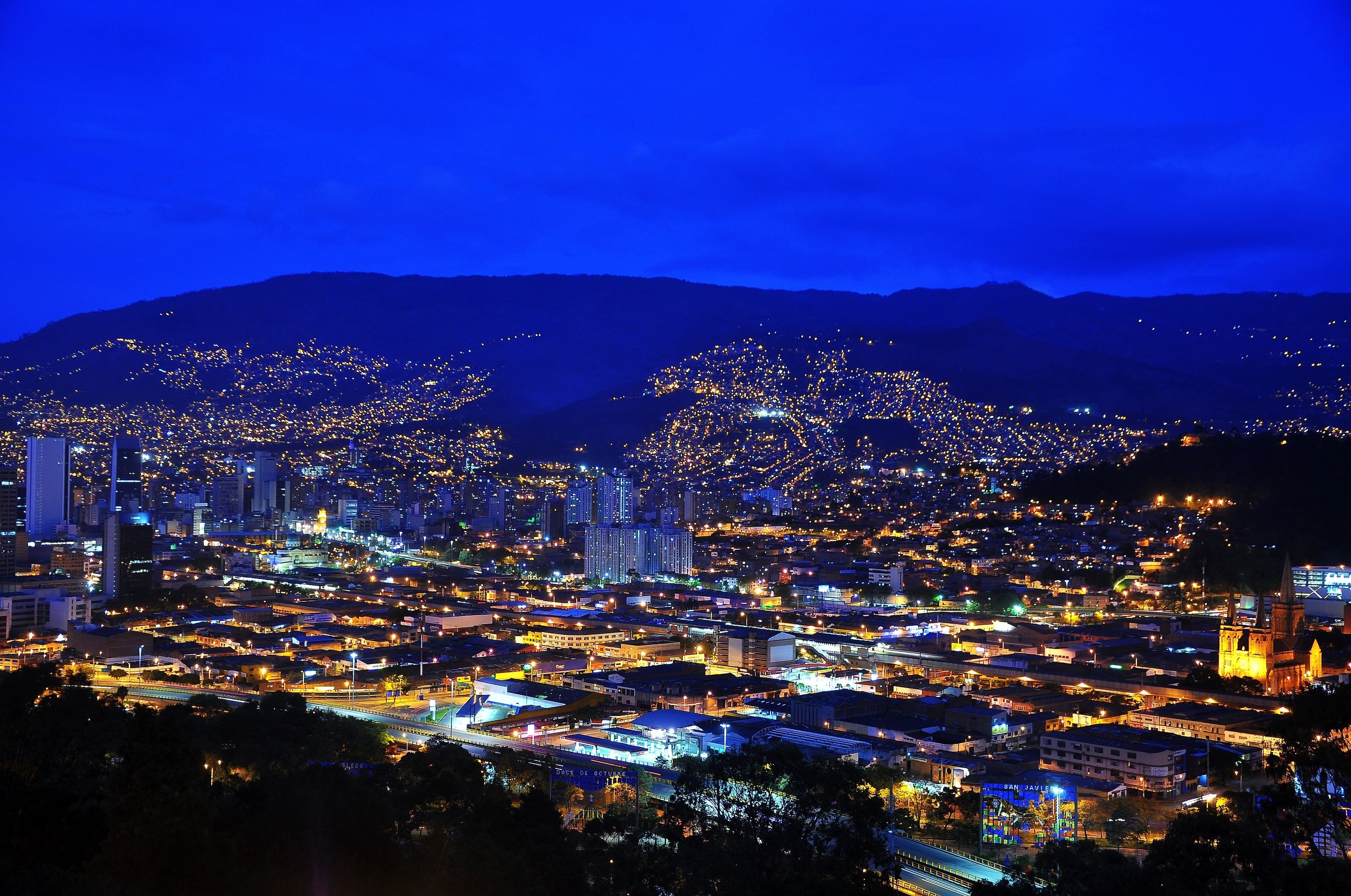 Medellin At Night Mural Your Way Wallpaper