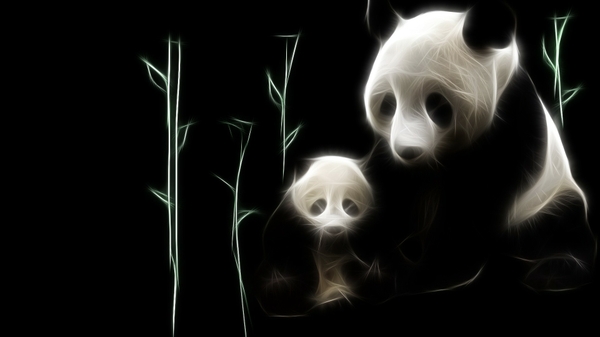 Panda Bears Fractalius Wallpaper