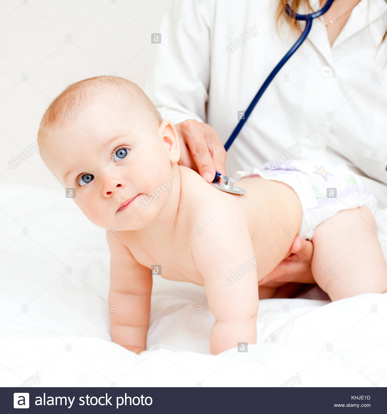 Best Doctor Using Stethoscope Checking Heartbeat Newborn Baby