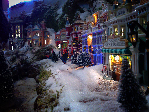 Christmas Village Wallpaper With Lights And Snow