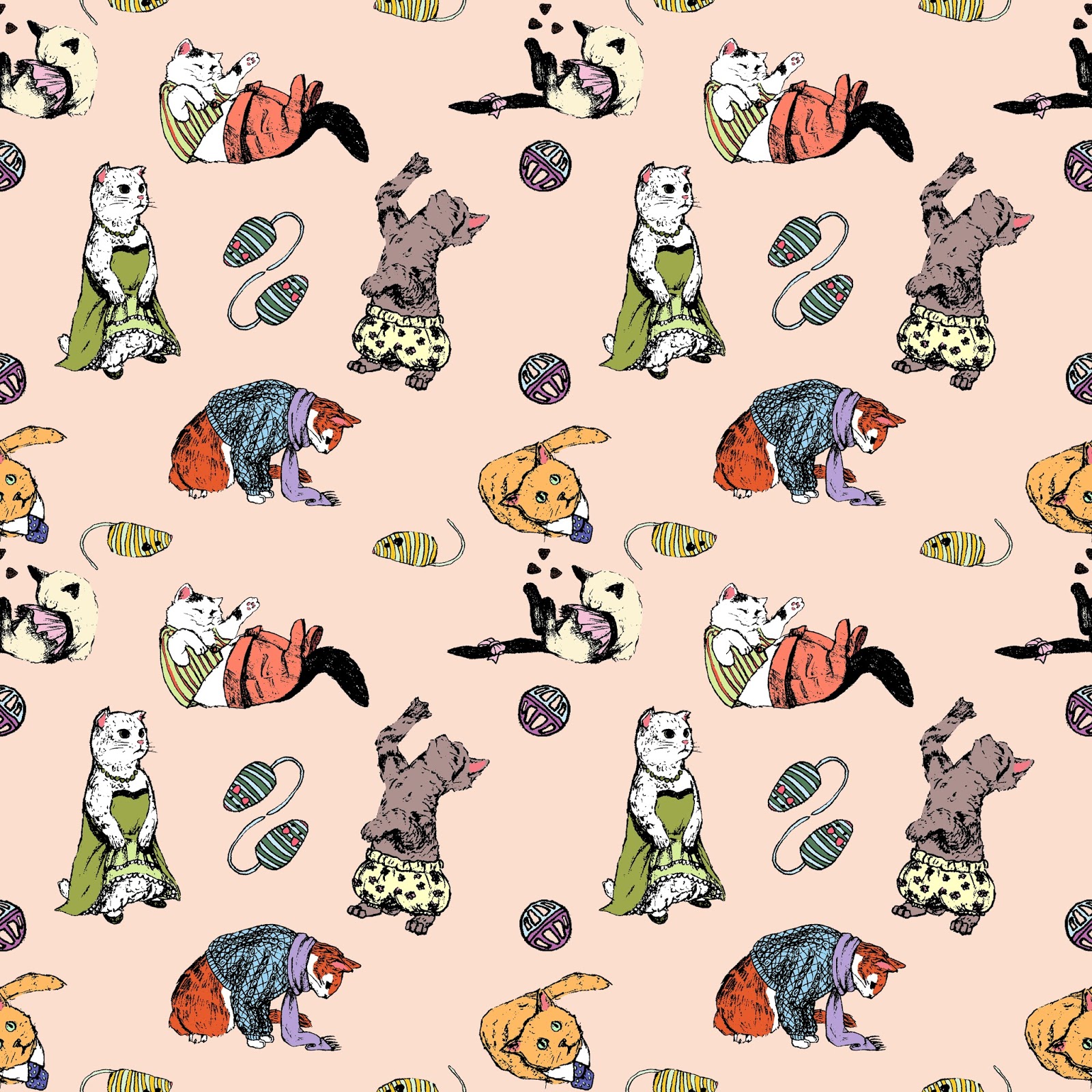 Cat Pattern Now I Love Drawing Cats