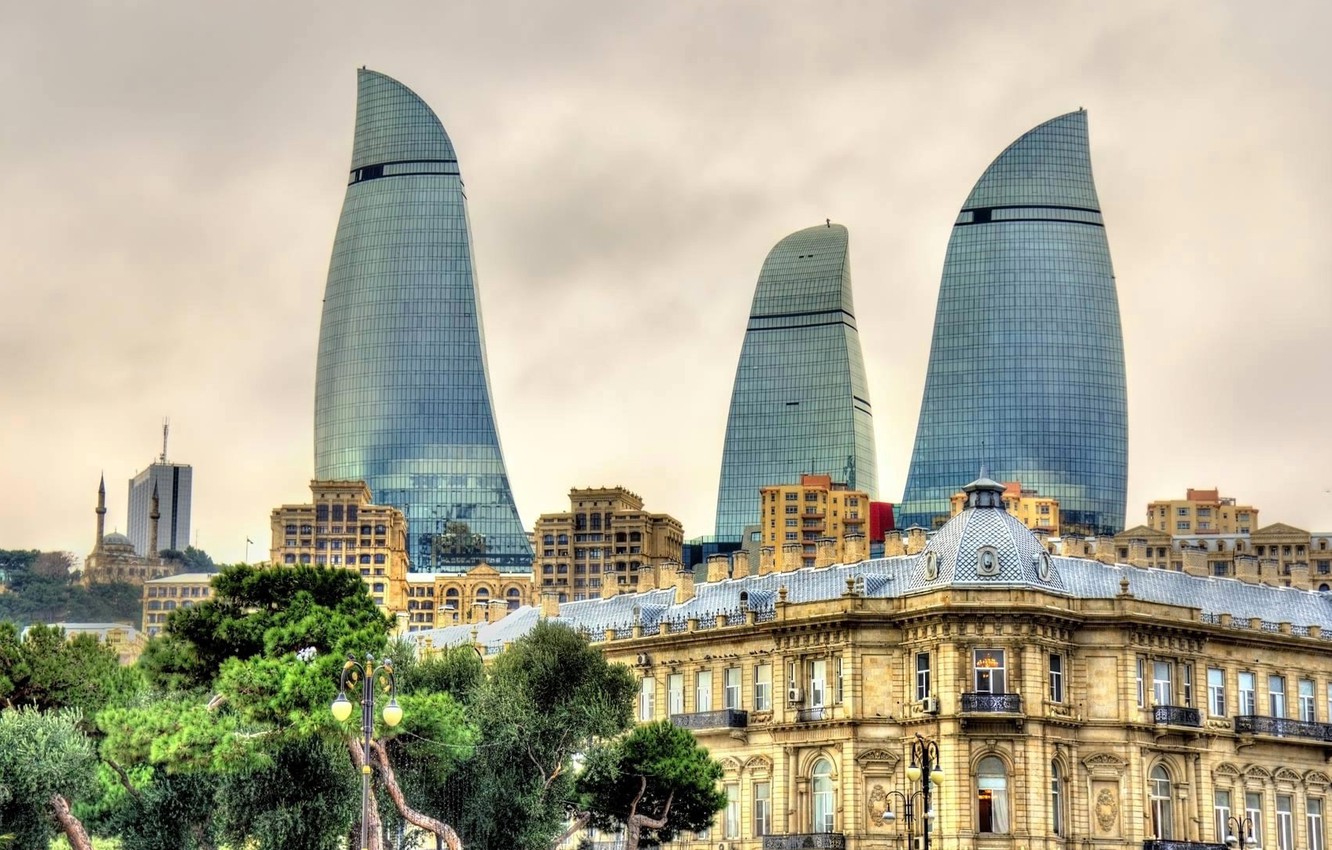 View of Fairmont Baku Flame Towers in Azerbaijan · Free Stock Photo