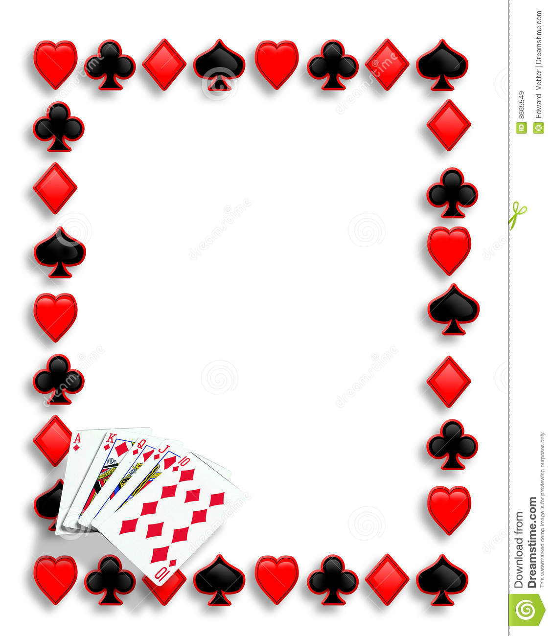 Red White And Blue Poker Chips Royal Flush On Backgrou Stock