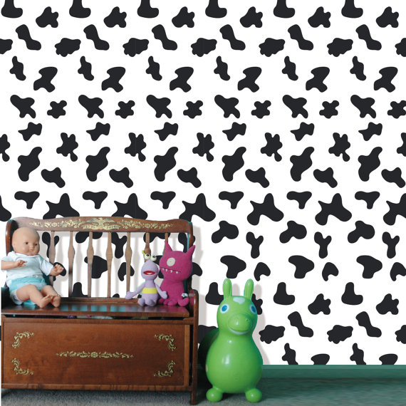 Removable Peel and Stick Fabric Wallpaper  Seamless Cow Pattern Wall 570x570