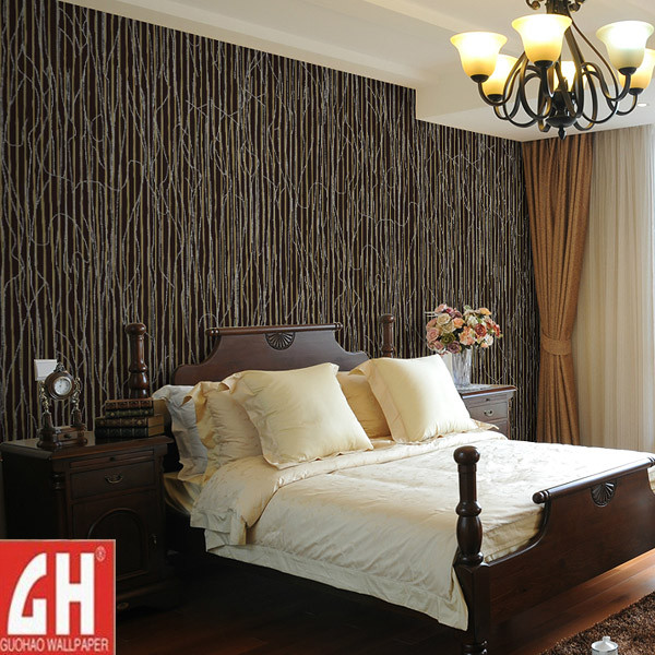 Modern Elegant Stripe Pvc Wallpaper For Bedside Background