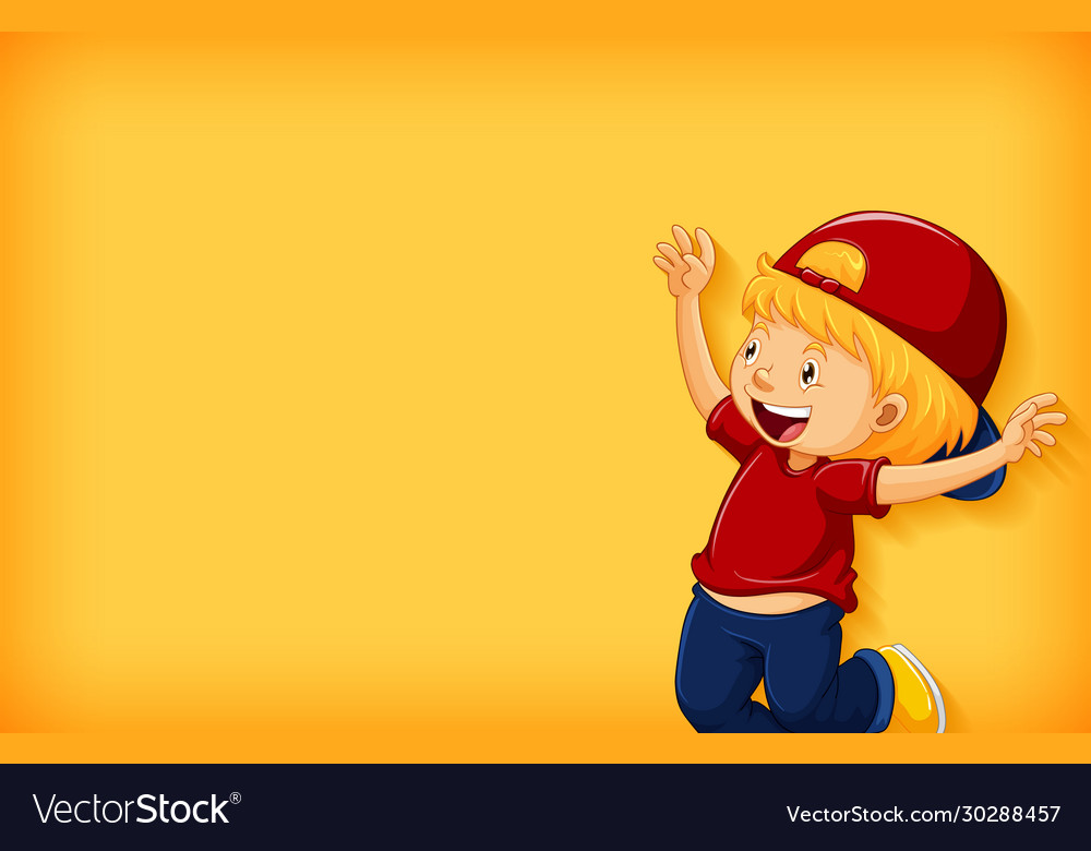 Background Template Design With Happy Boy Vector Image