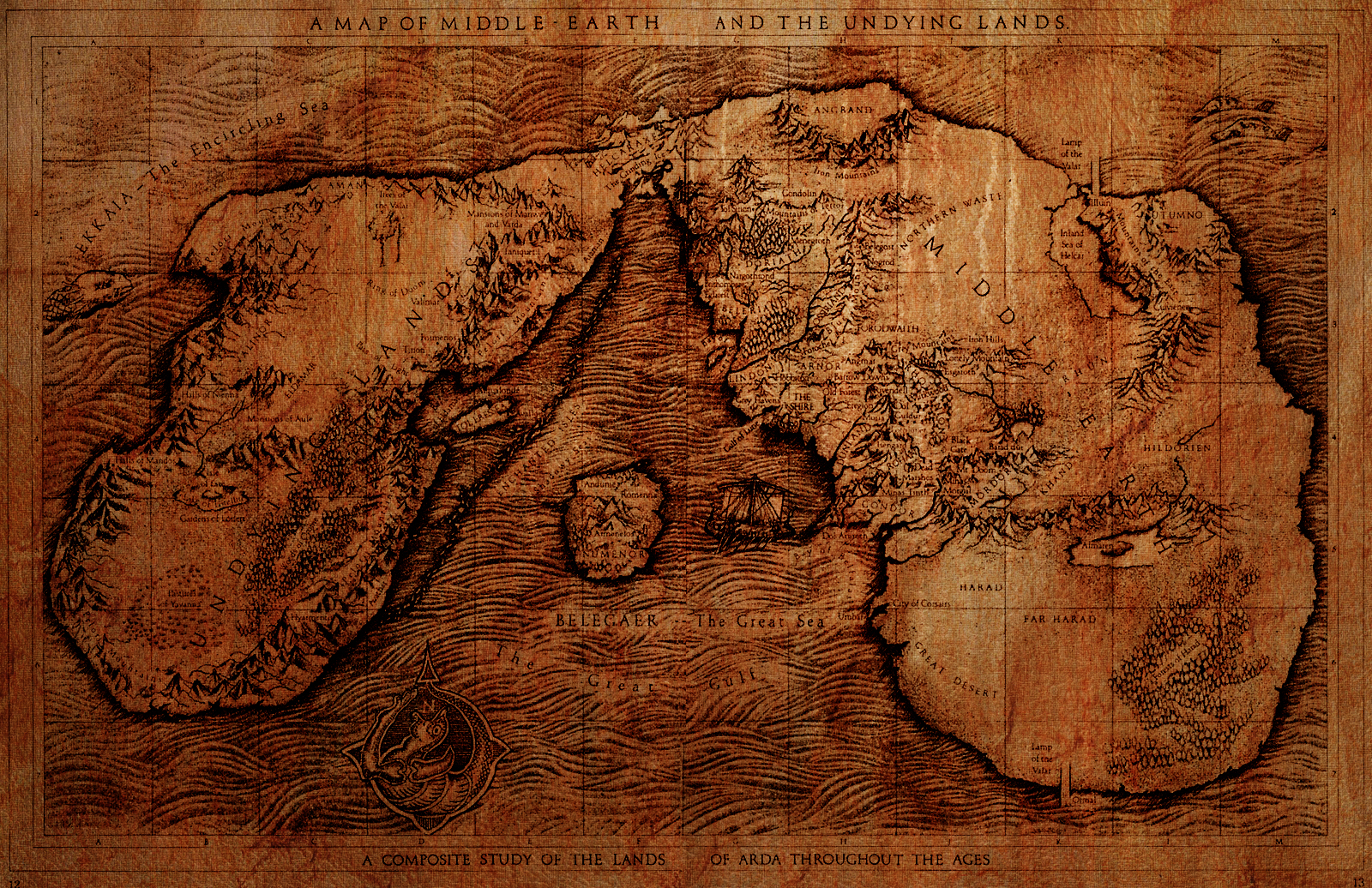 Map of Middle Earth And The Undying Lands by CorvusCorax92 on 1600x1036