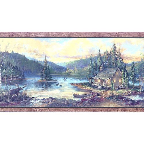 Lake Cabin Wallpaper Border 500x500