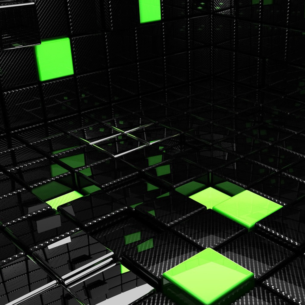 Green And Black Cubes iPad Wallpaper Download iPhone Wallpapers
