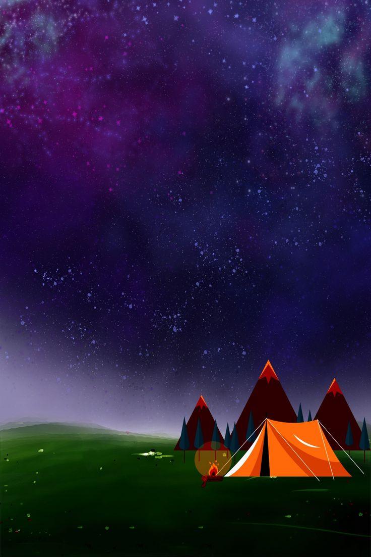 Bright Starry Sky Summer Camp Tent Background Wallpaper Image For