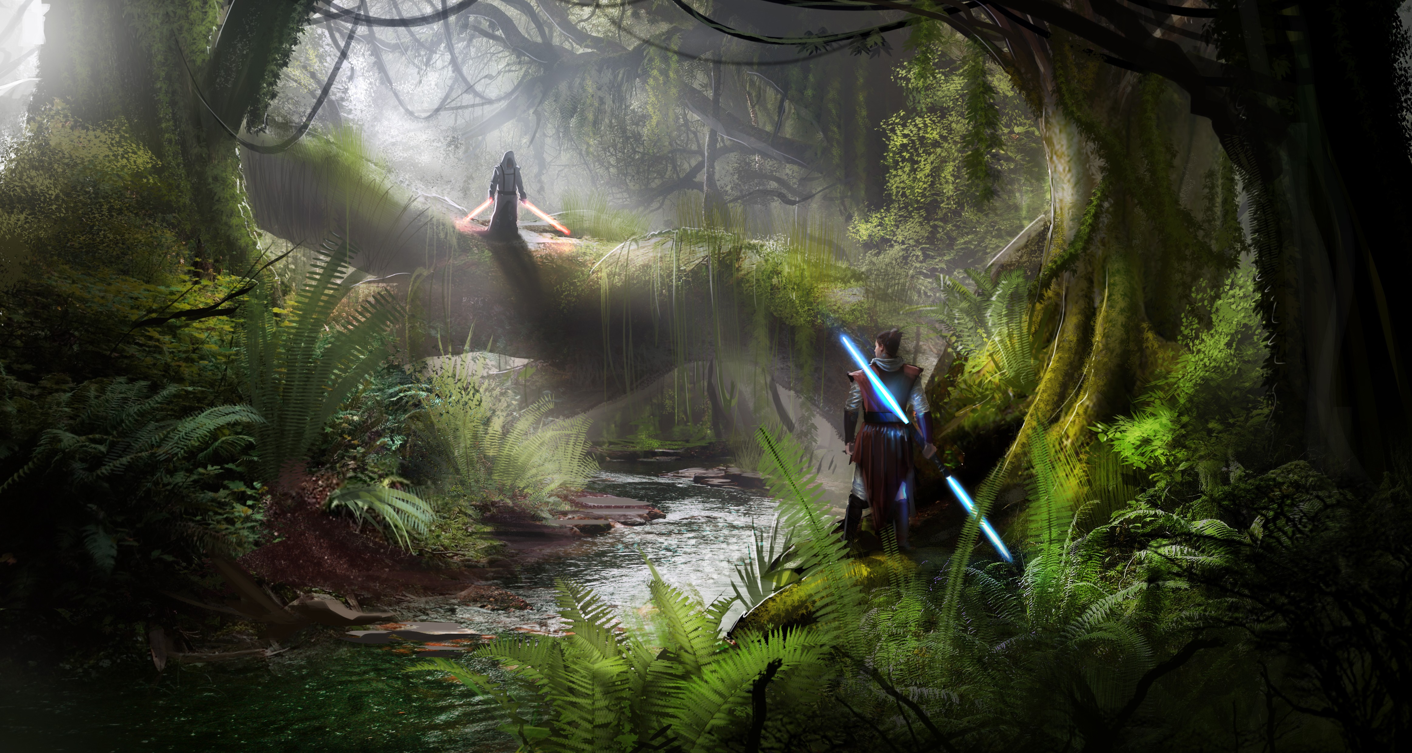 Jedi Lightsaber Sith Forest Wallpaper HD