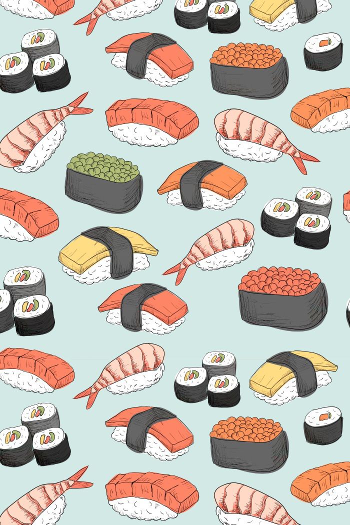 Sushi licious patterns Cute food wallpaper Food wallpaper Cute