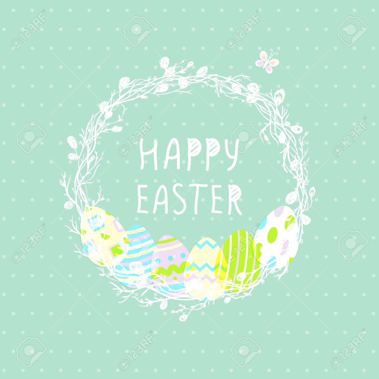 Free download Cute Easter Eggs In A Wicker Nest Greeting Card On A ...