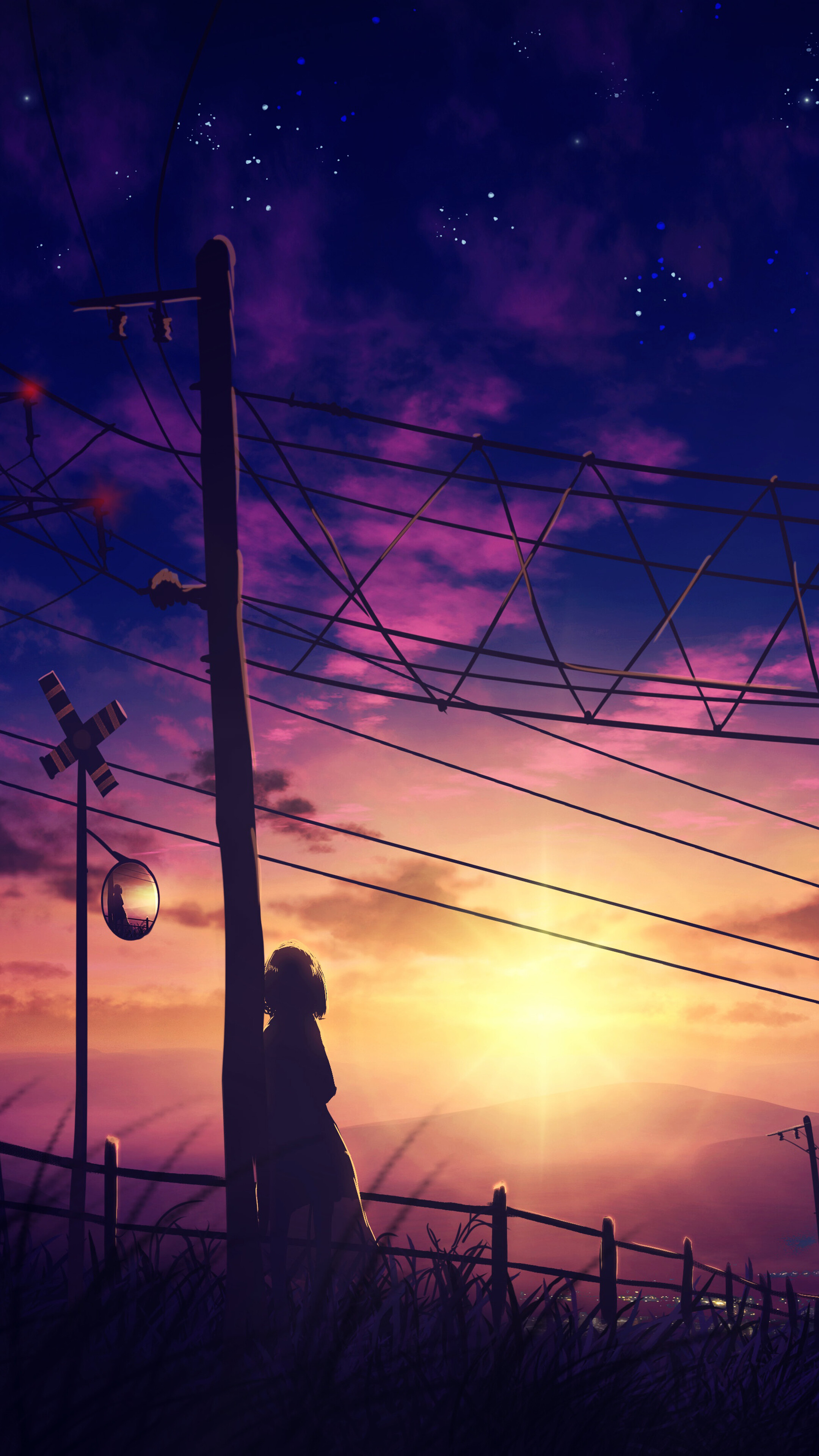Sunset Anime Girl Silhouette 4k Wallpaper iPhone HD Phone 6480f