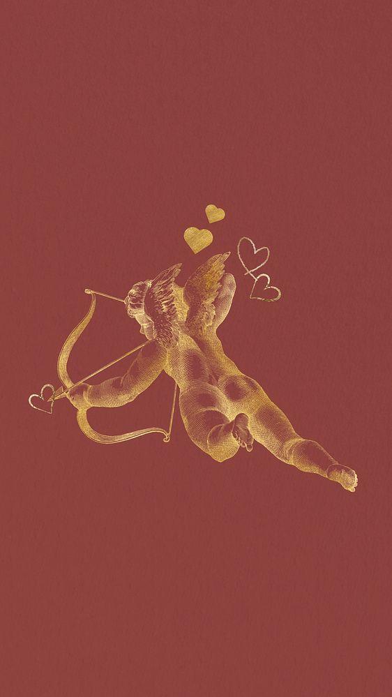 Valentines iPhone aesthetic gold cupid wallpaper