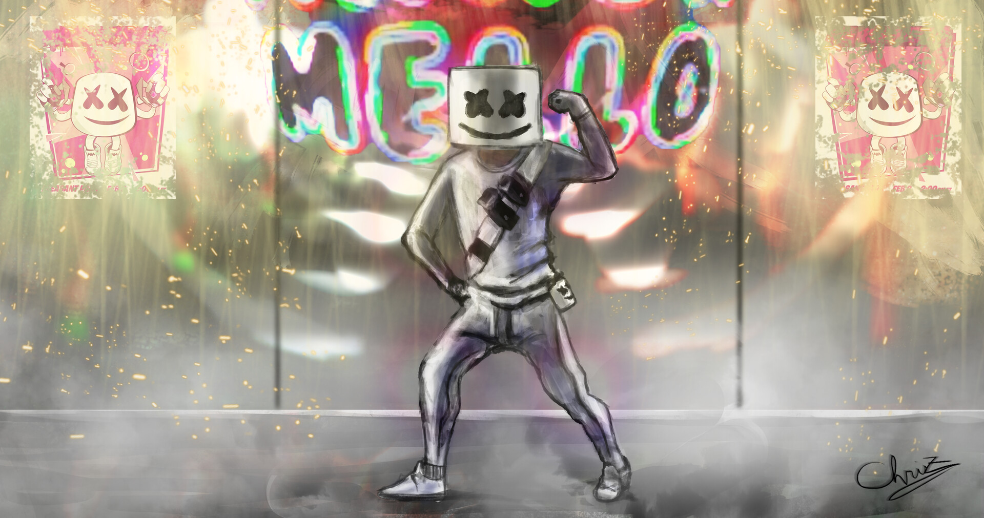 Marshmello Outfit Fortnite Digital Drawing By Christian Lima
