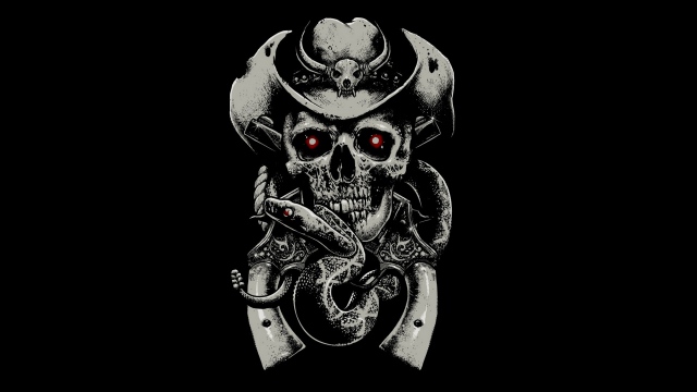 Wallpaper Skull Fear Hat Guns Snake Background HD