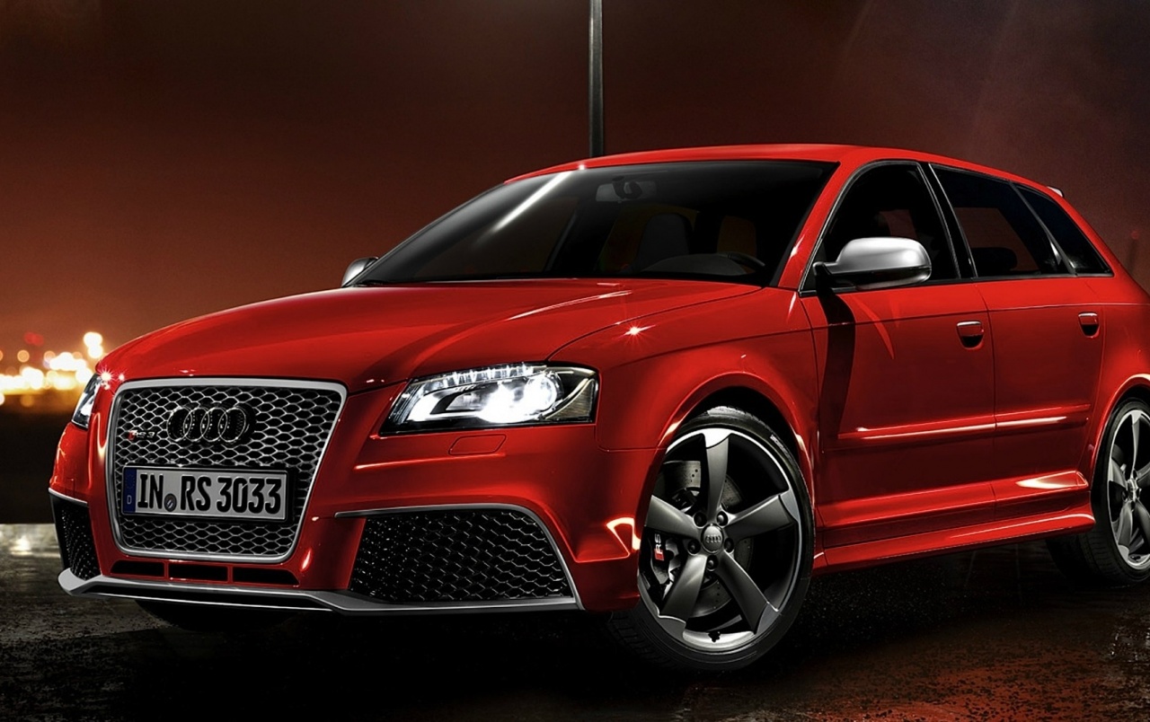 Red Audi RS3 Sportback Night Photo wallpapers Red Audi RS3 1280x804