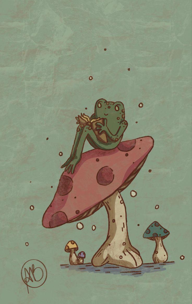 Toad Stool Frog Wallpaper Art Cute Drawings