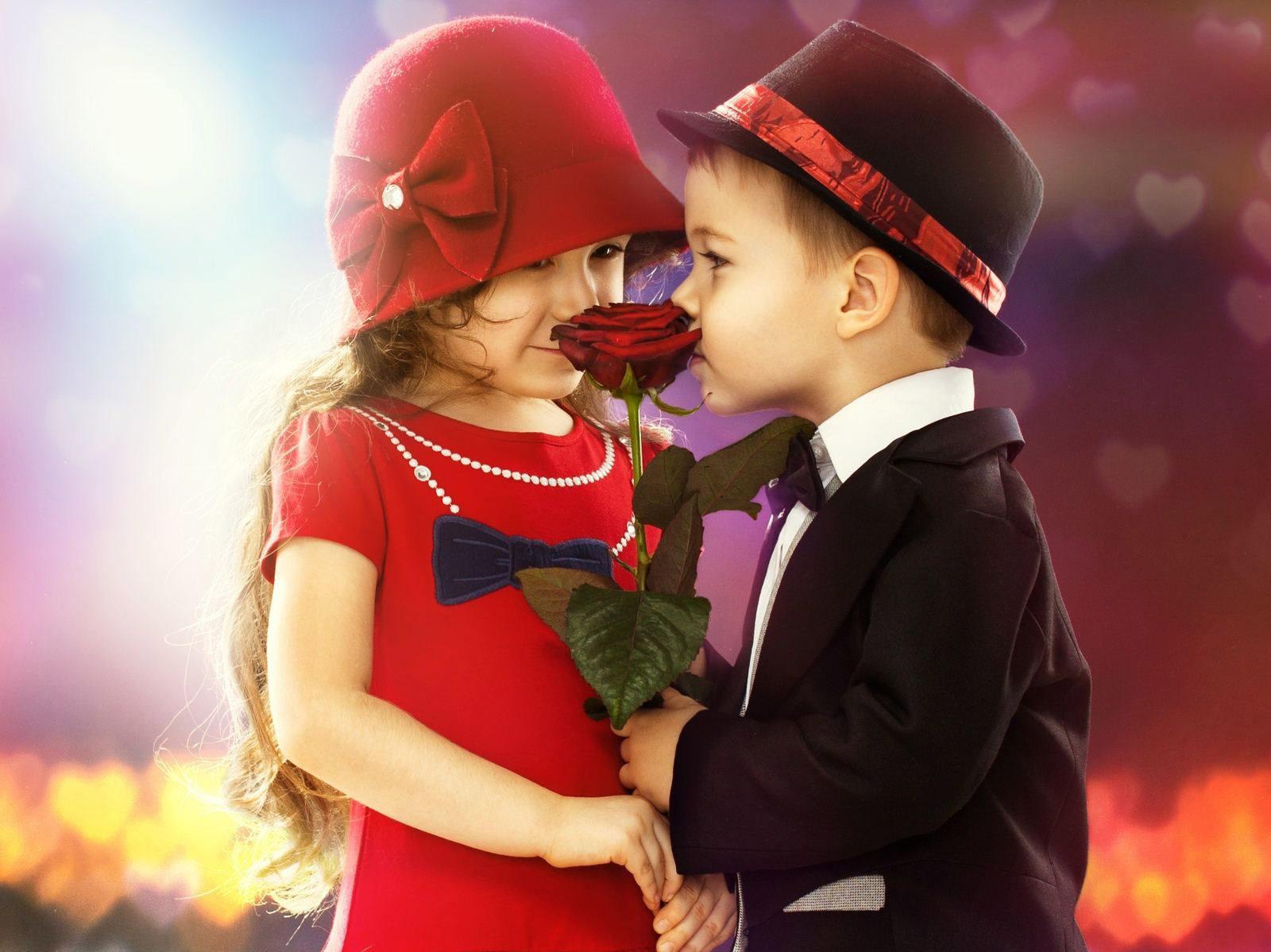 Valentines Day Cute Baby Pic Boy And Girl Love Wallpaper HD