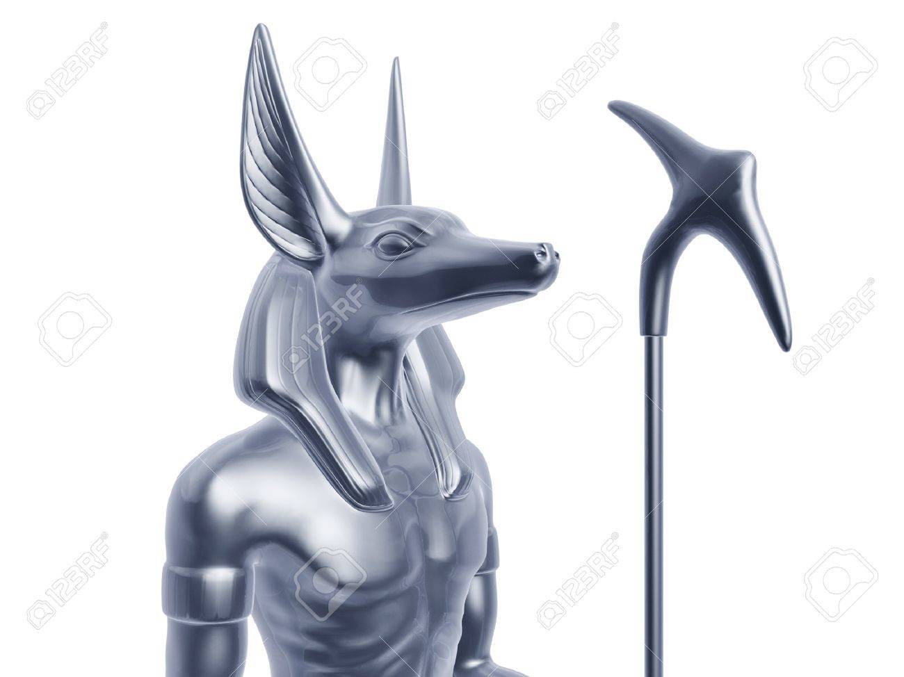 Silver Egypt Anubis Guard Isolated On White Background Stock Photo