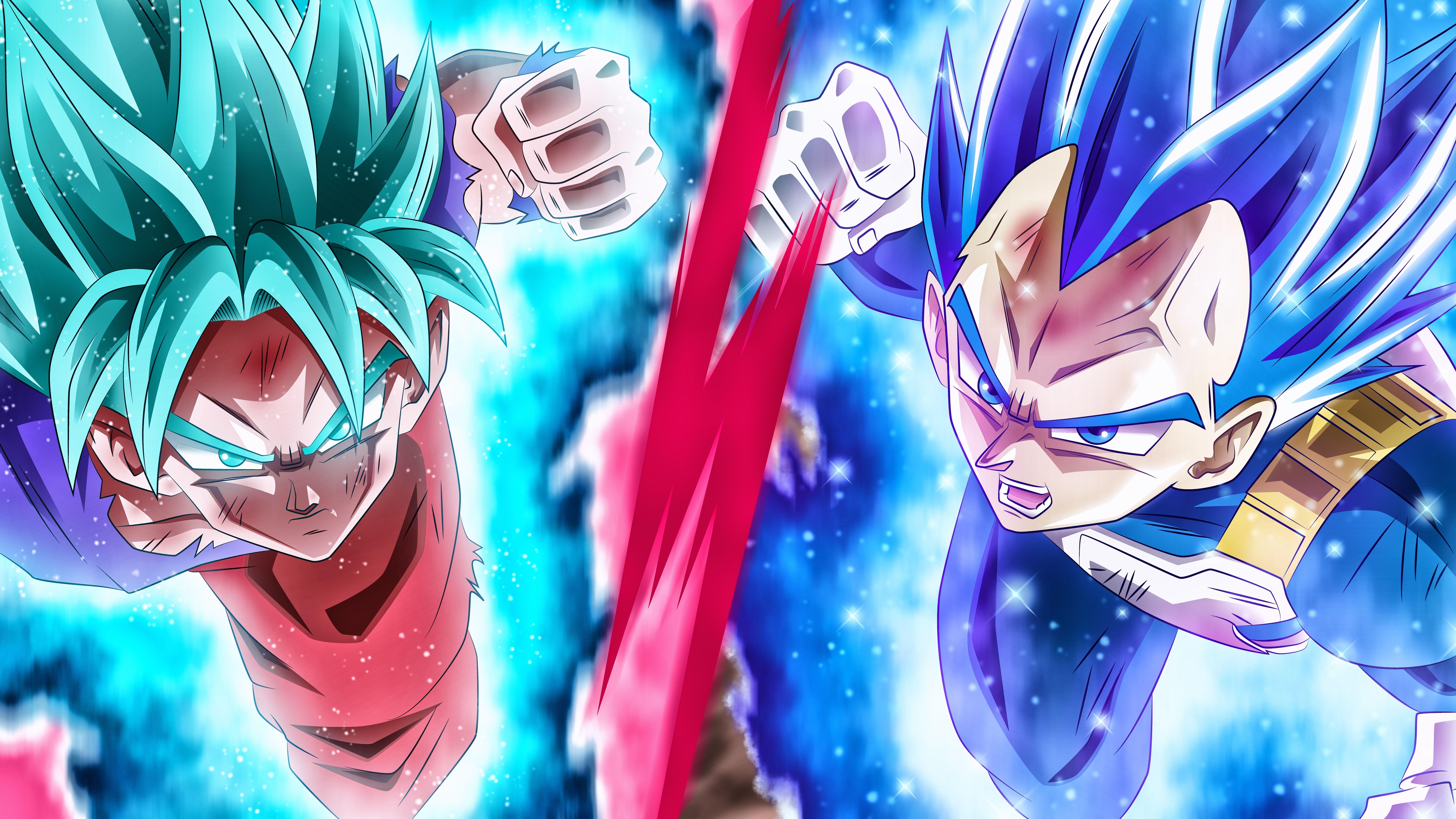 Goku Vegeta Super Saiyan Blue Dragon Ball 8k Anime