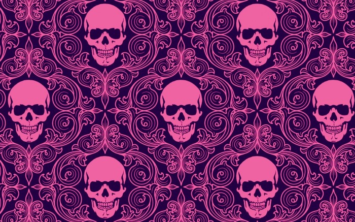 Pink Skulls Black Abstract Skull Textures