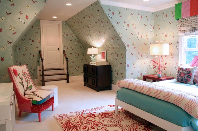 Teenage Girl Room With Butterfly Wallpaper Stylish