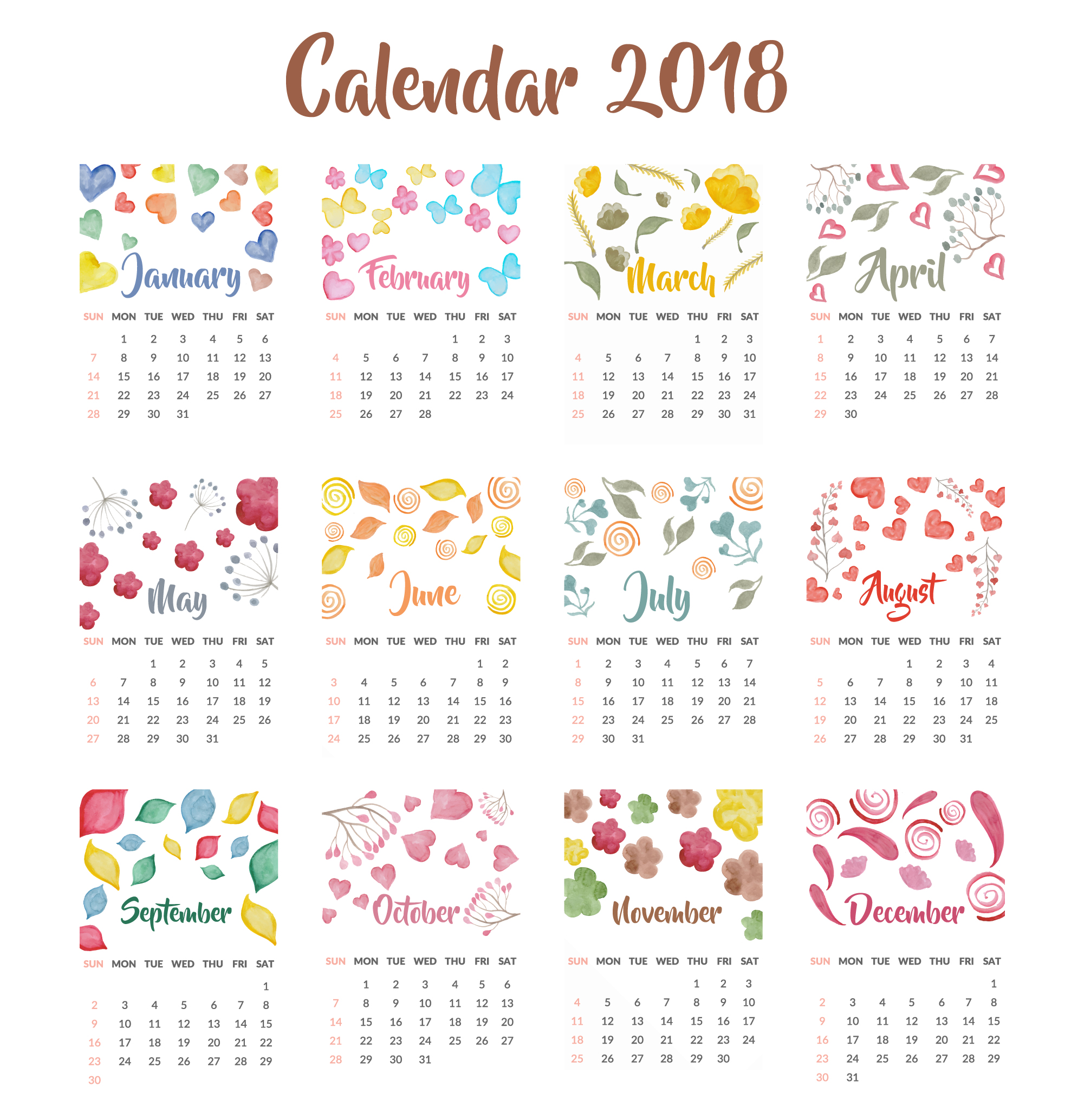 2018 Year Calendar Wallpaper Download 2018 Calendar 2001x2069
