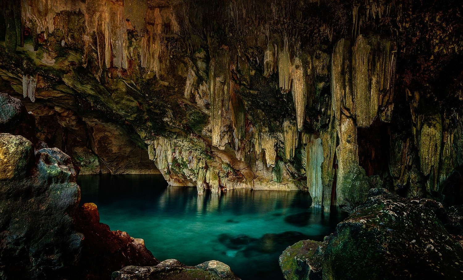Cave Cenotes Stalactites Water Nature Wallpaper HD Desktop