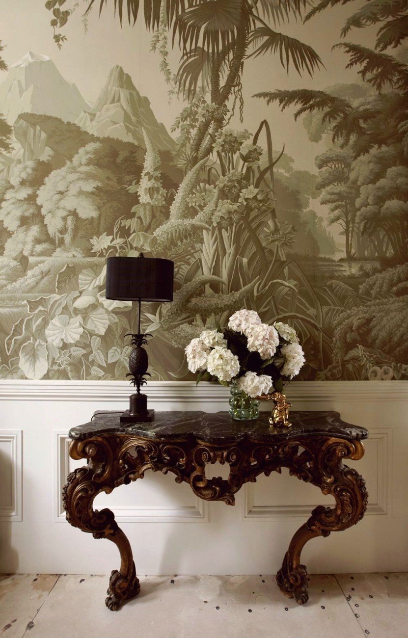 Schumacher Toile De Fleurs Grisaille Wallpaper | DecoratorsBest