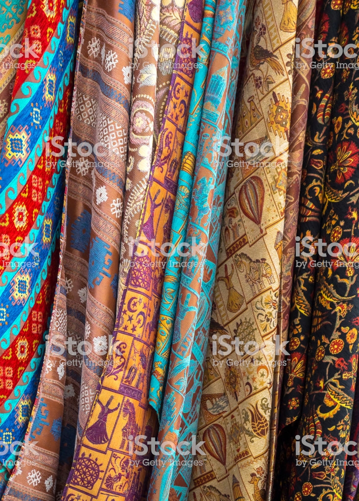 Turkish Textile And Tapestry As Abstract Background Stock Photo