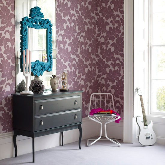 Your Mirror In Statement Wallpaper A Clashing Colour Adds