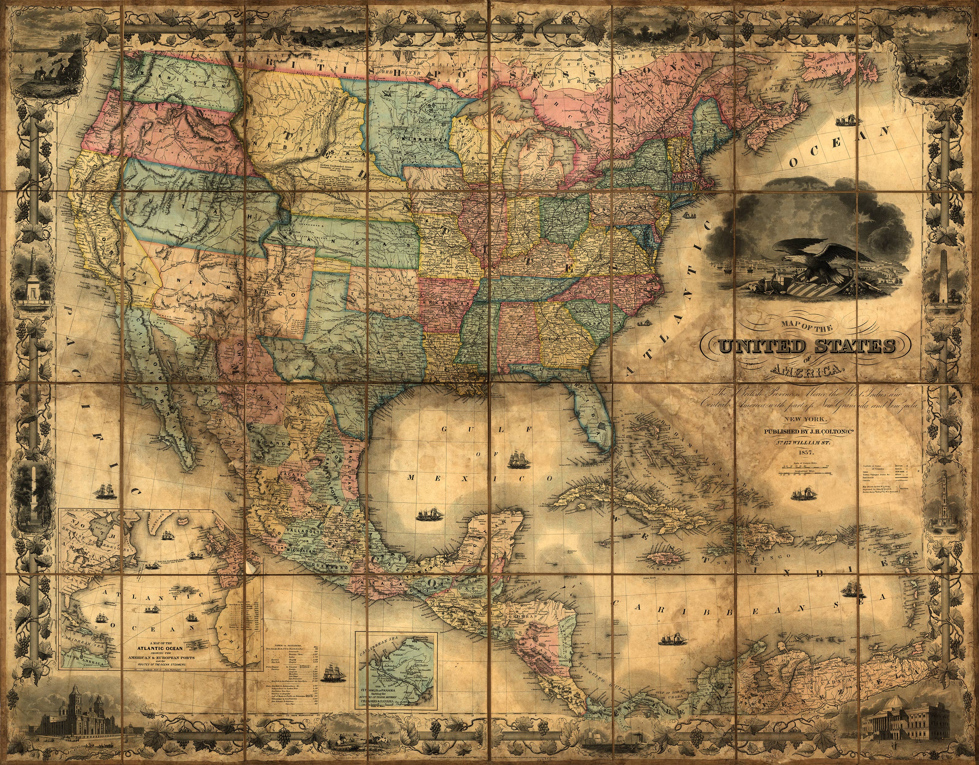 United States And Mexico Wall Map Mural