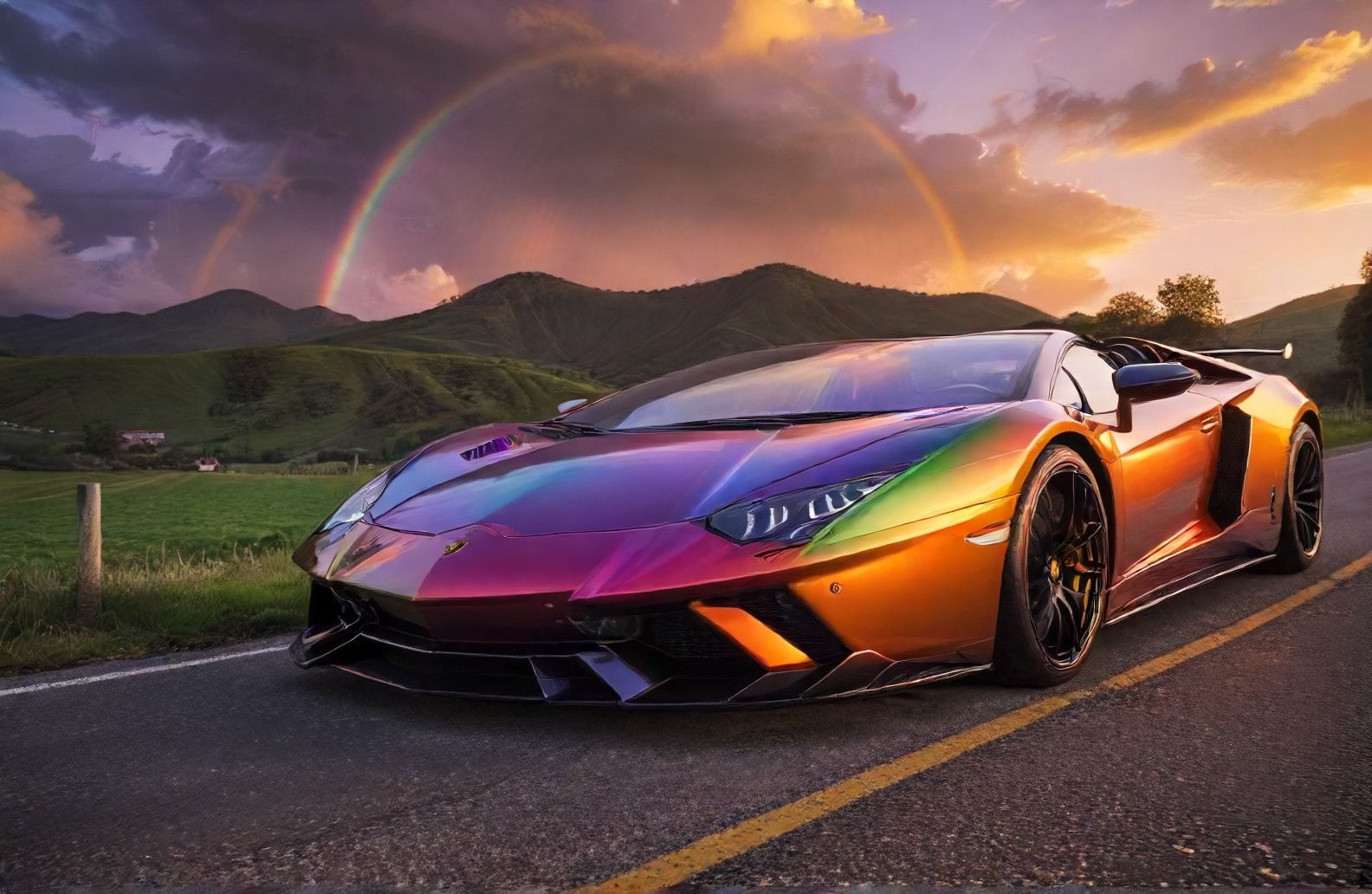 Rainbow Lamborghini Wallpaper