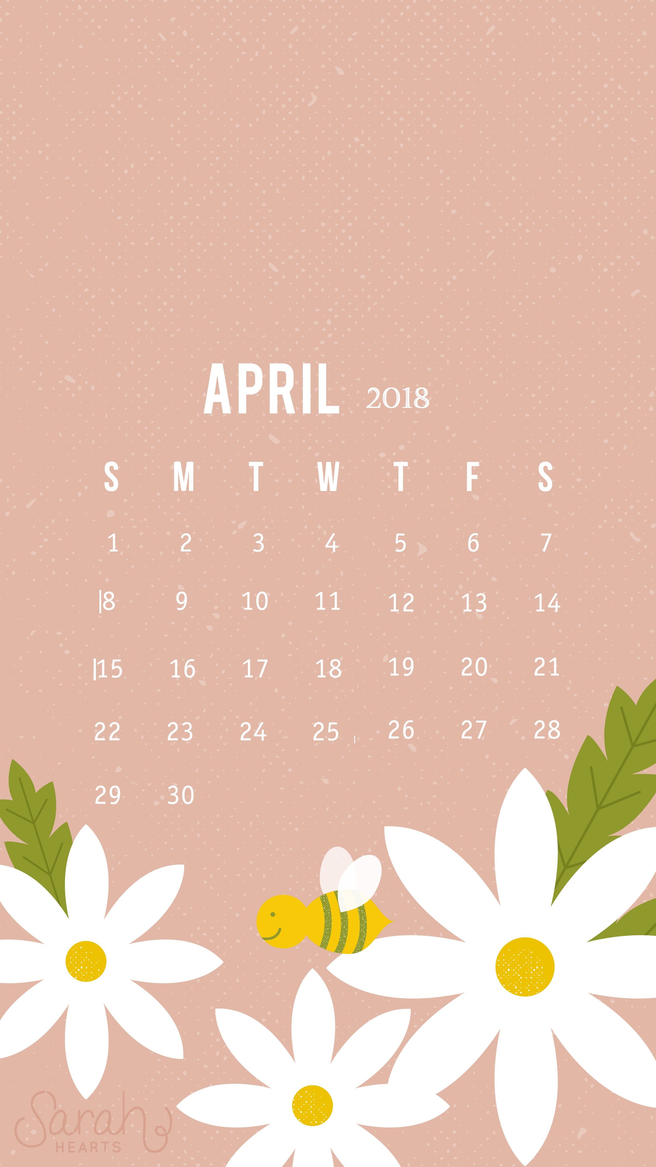 Cute April 2018 iPhone Calendar Wallpaper Calendar 2018 2250x4000