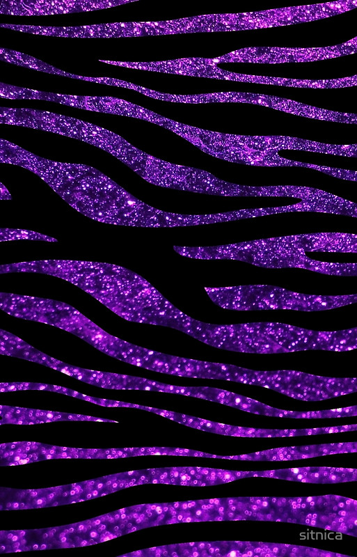 Animal Print Zebra Stripes Glitter Black Purple By Sitnica