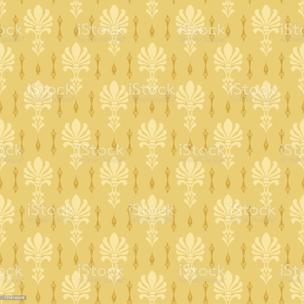 Gold Background Wallpaper Seamless Pattern In Asian Style Vector