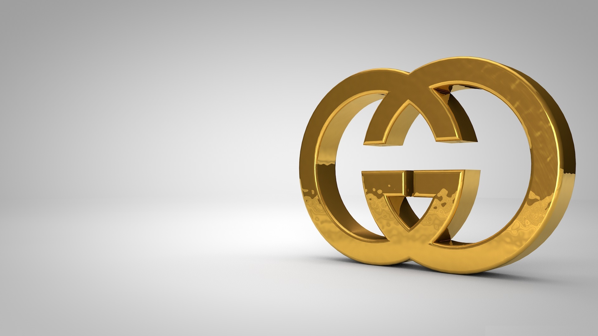3D Gold Gucci Logo on a White Background