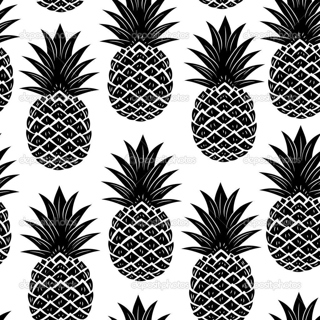 Vintage Pineapple Wallpaper Black