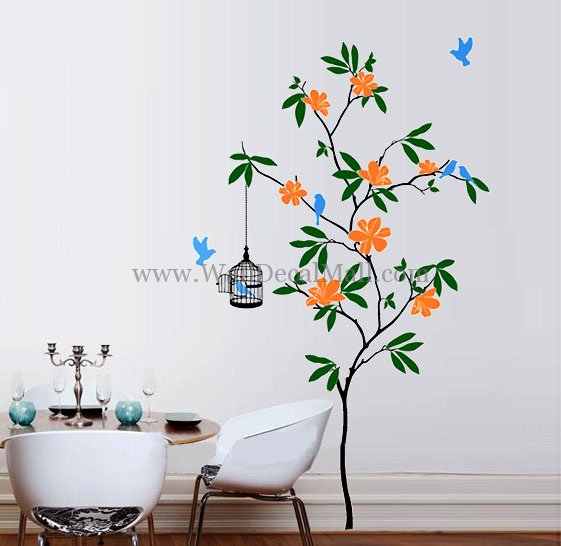 Home Flower Wall Decals Beautiful And Birds
