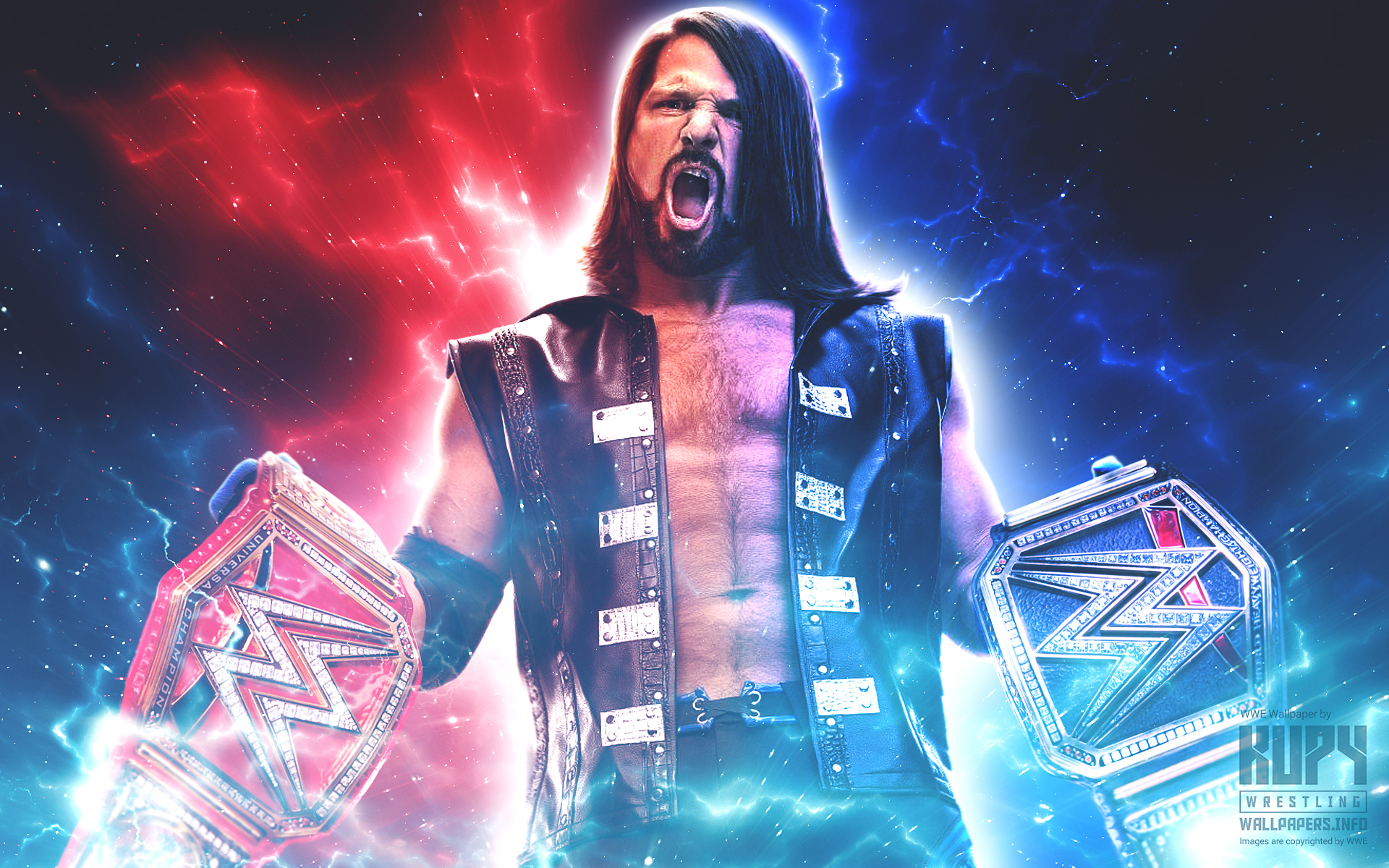 What If Aj Styles Wwe Champion And Universal Wallpaper