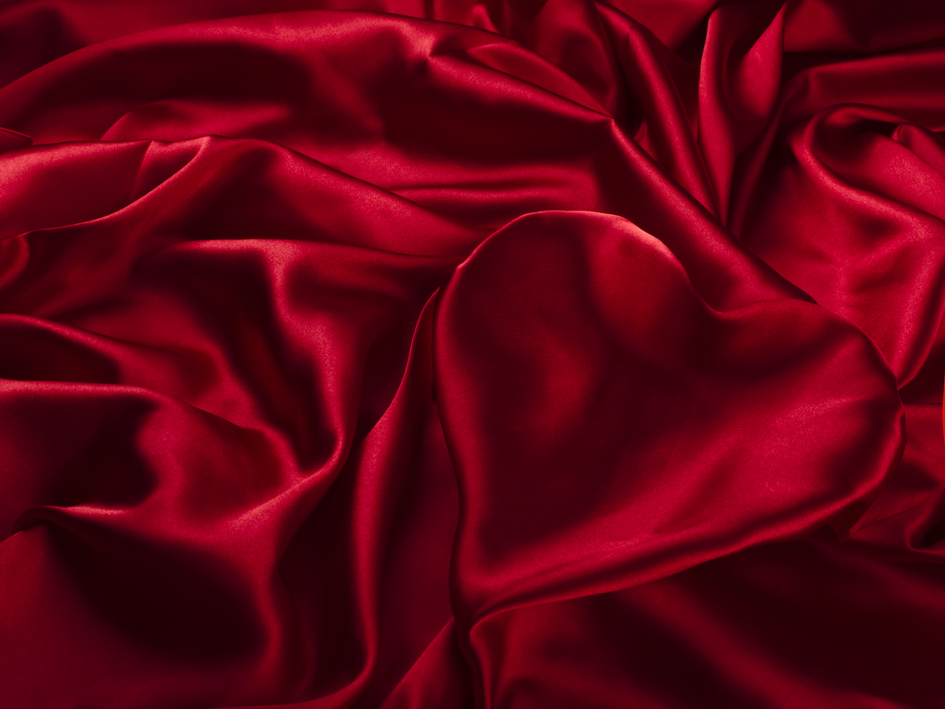 Wallpaper Texture Silk Satin Cloth Red Heart Folds