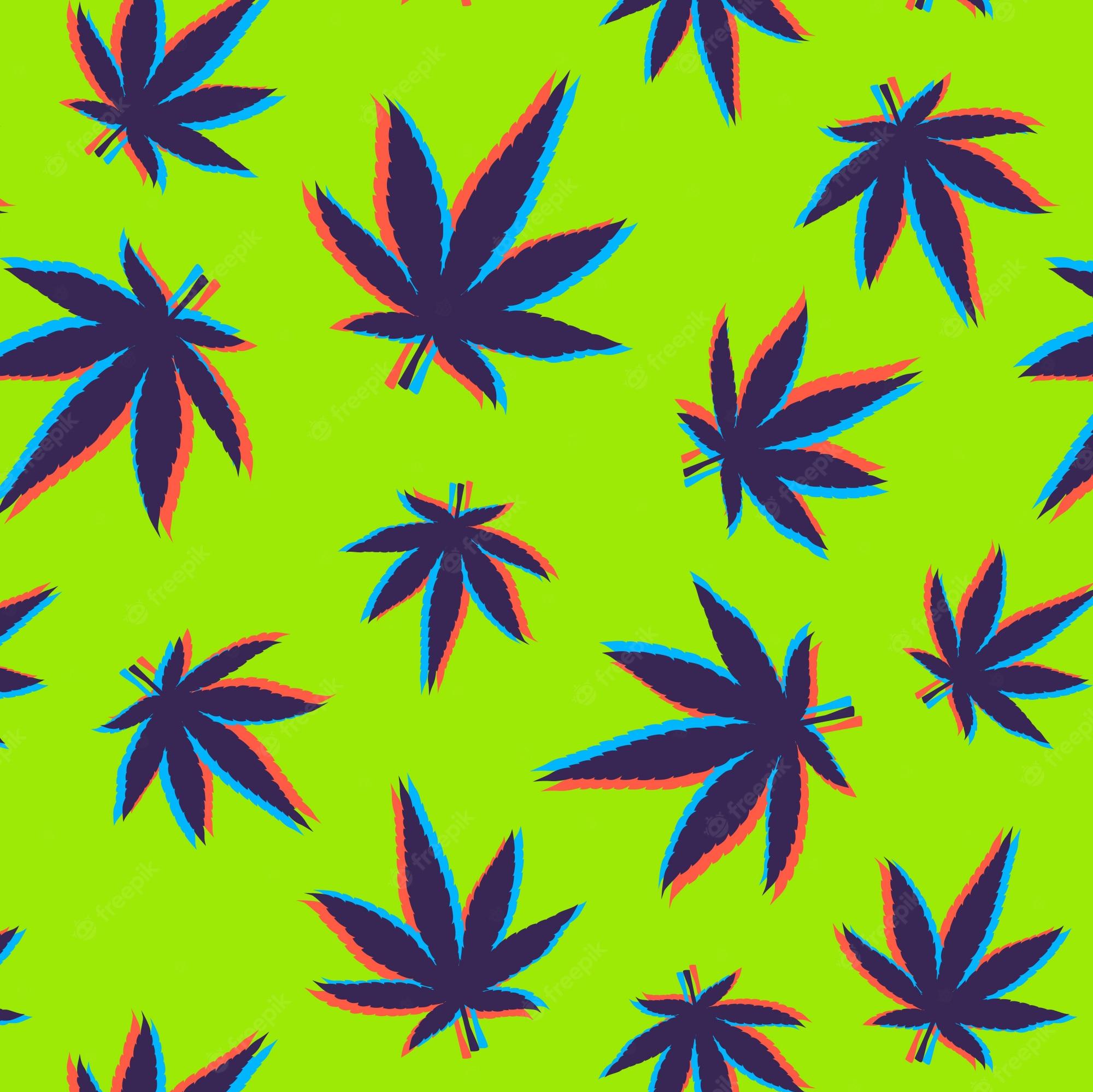 Vector Cannabis Leaves Pattern With Glitch Effect