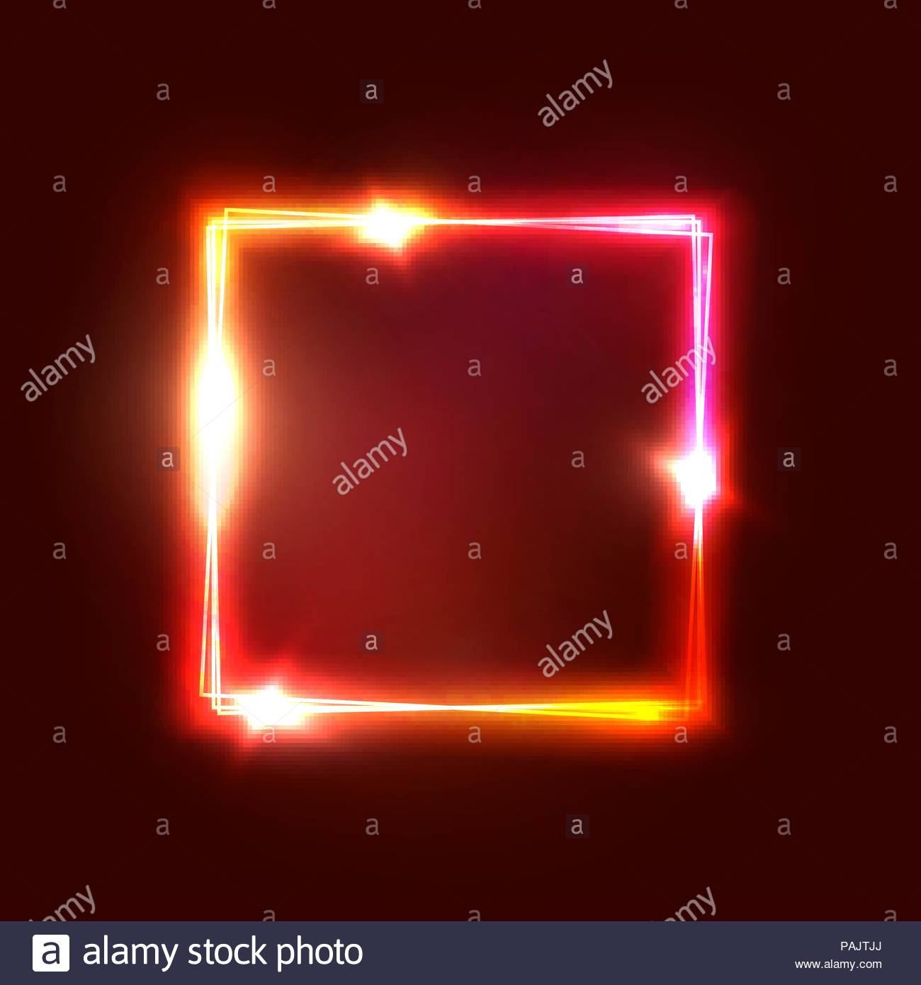 Geometric Neon Lights Signage Bright Glowing Square Shape On Dark