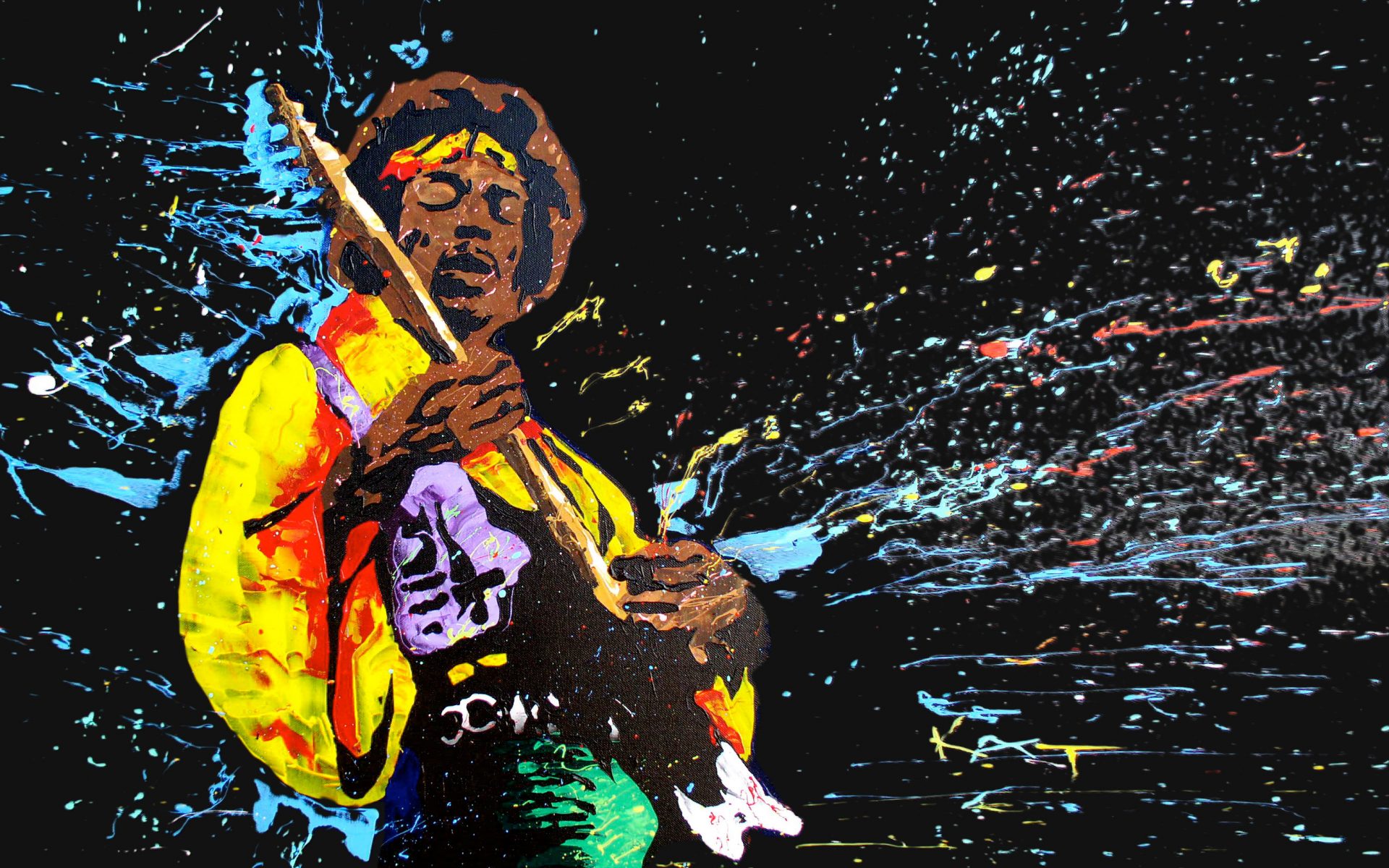 Jimi Hendrix Music Bands Musicians Abstract Colors Guitars